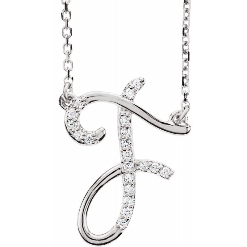 14K Gold Diamond Initial 16" Necklace