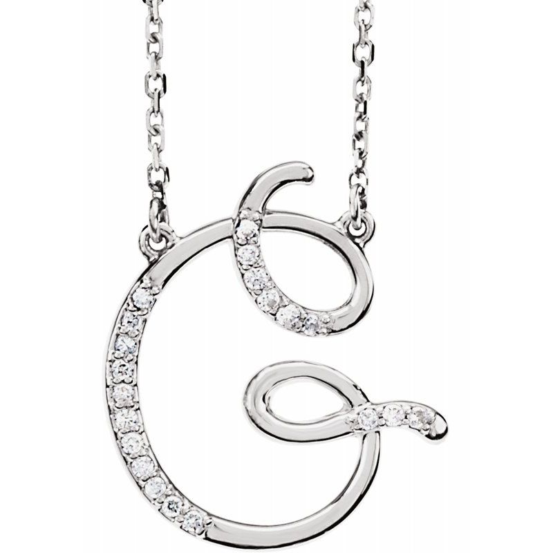 14K Gold Diamond Initial 16" Necklace