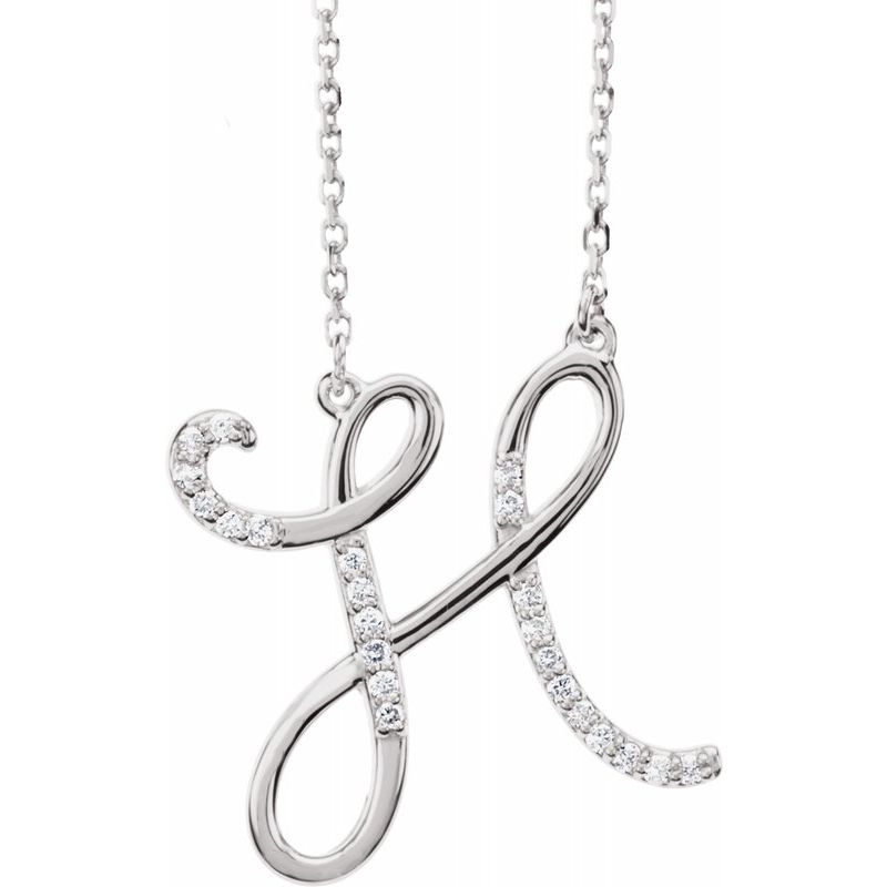 14K Gold Diamond Initial 16" Necklace