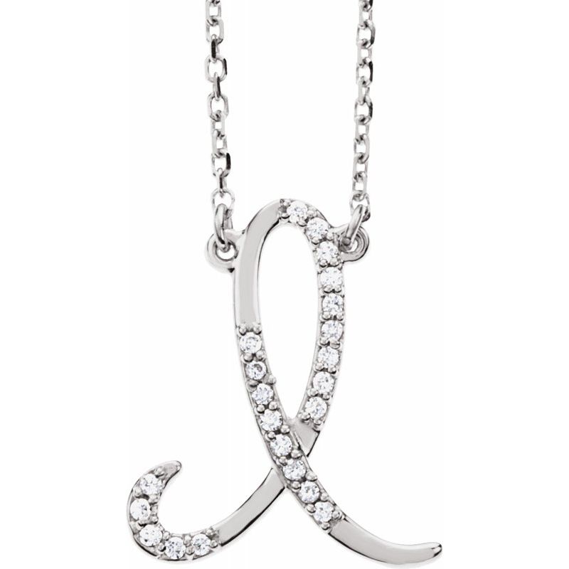14K Gold Diamond Initial 16" Necklace