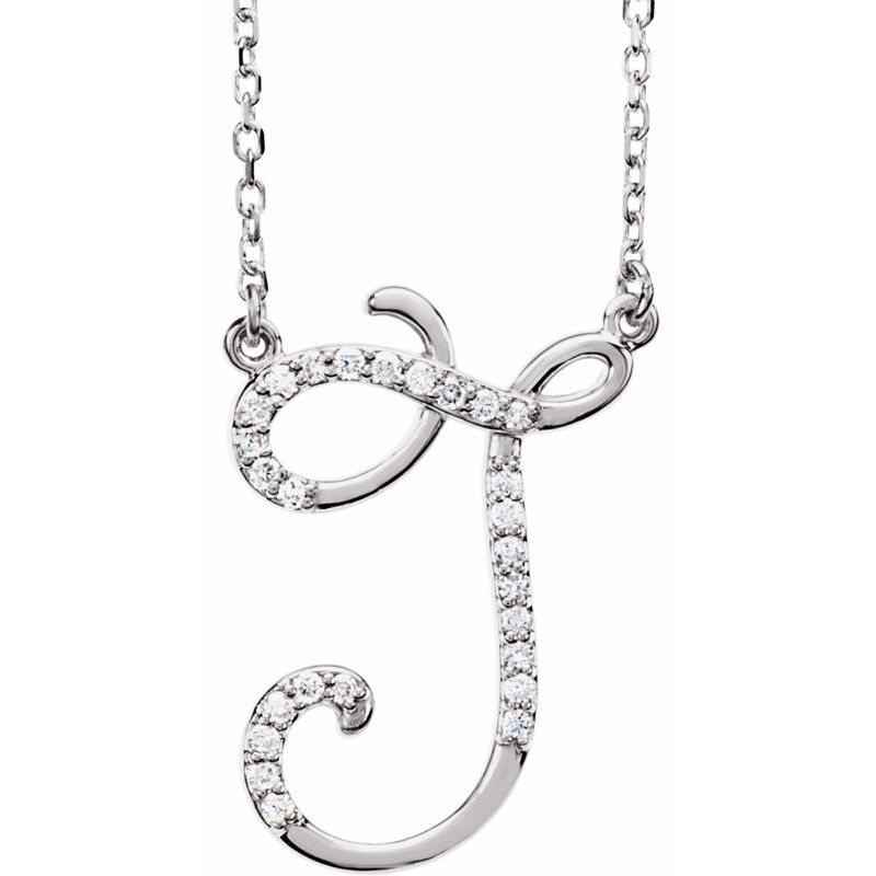 14K Gold Diamond Initial 16" Necklace