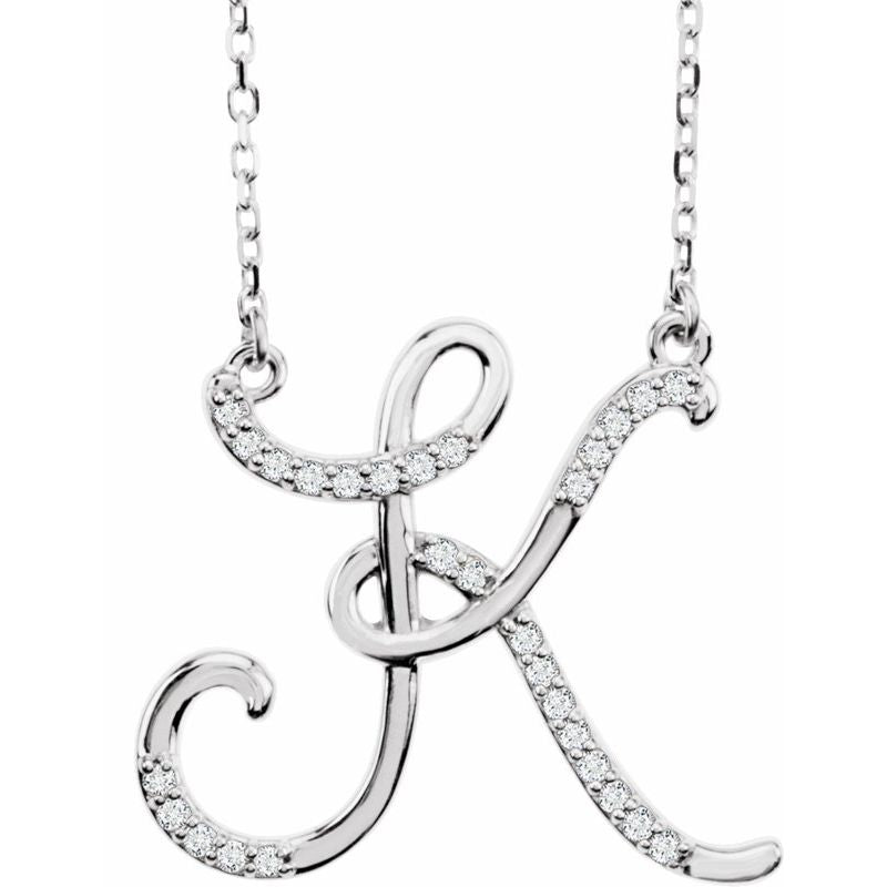 14K Gold Diamond Initial 16" Necklace