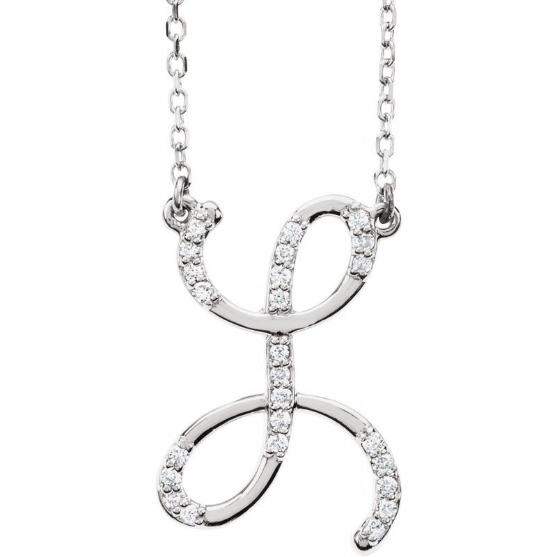 14K Gold Diamond Initial 16" Necklace