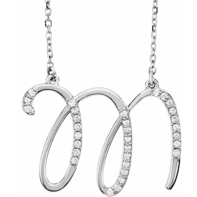 14K Gold Diamond Initial 16" Necklace