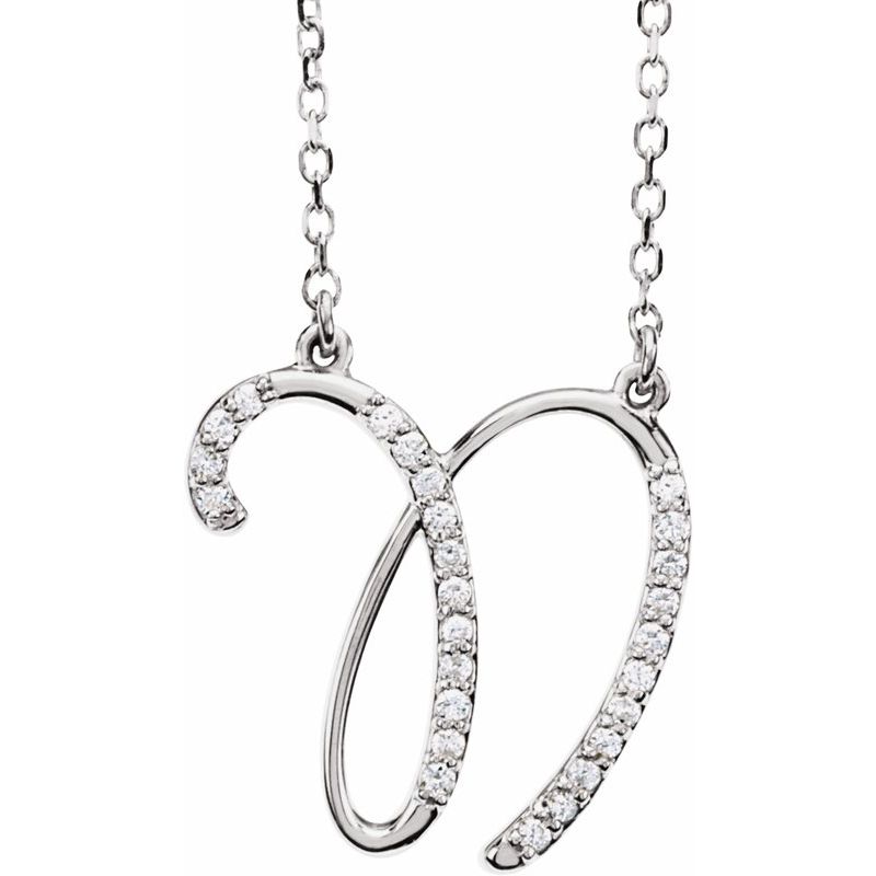 14K Gold Diamond Initial 16" Necklace