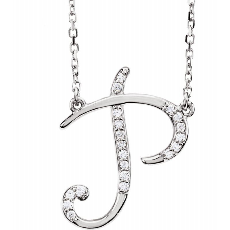 14K Gold Diamond Initial 16" Necklace