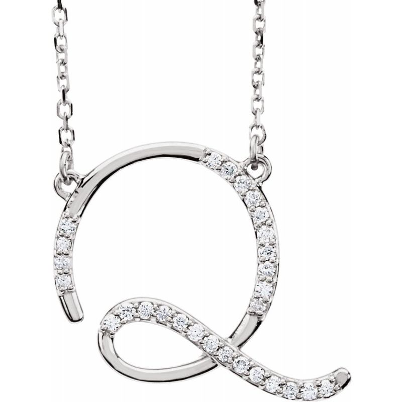 14K Gold Diamond Initial 16" Necklace