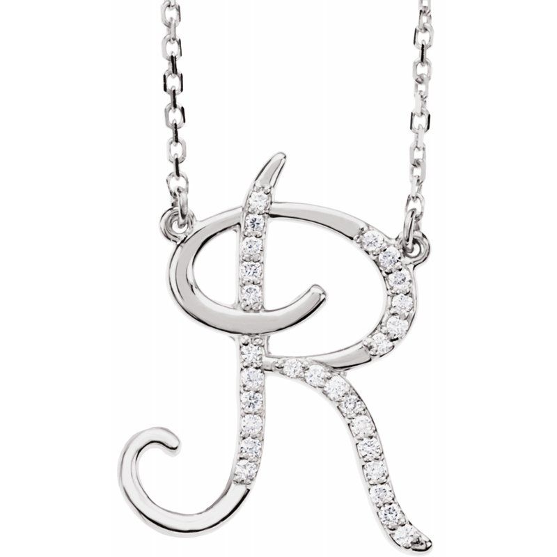 14K Gold Diamond Initial 16" Necklace
