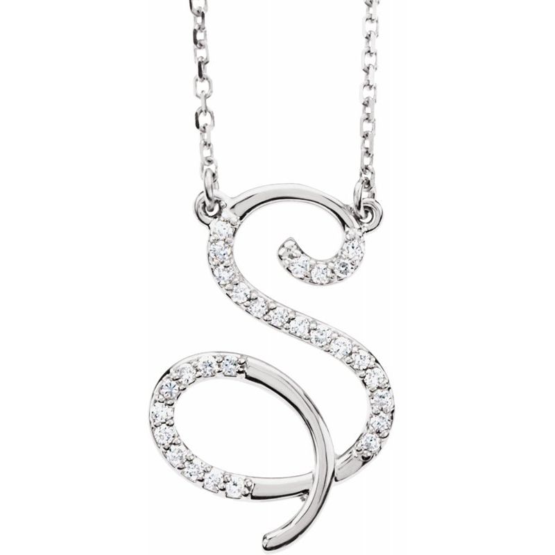 14K Gold Diamond Initial 16" Necklace