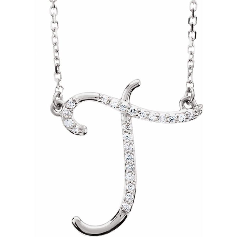 14K Gold Diamond Initial 16" Necklace