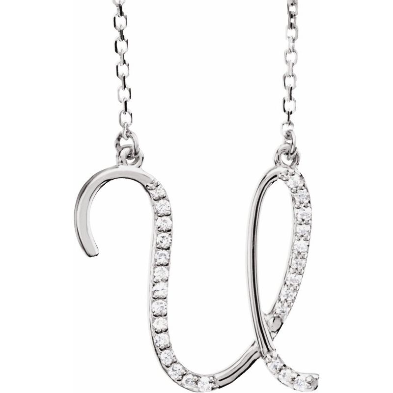 14K Gold Diamond Initial 16" Necklace