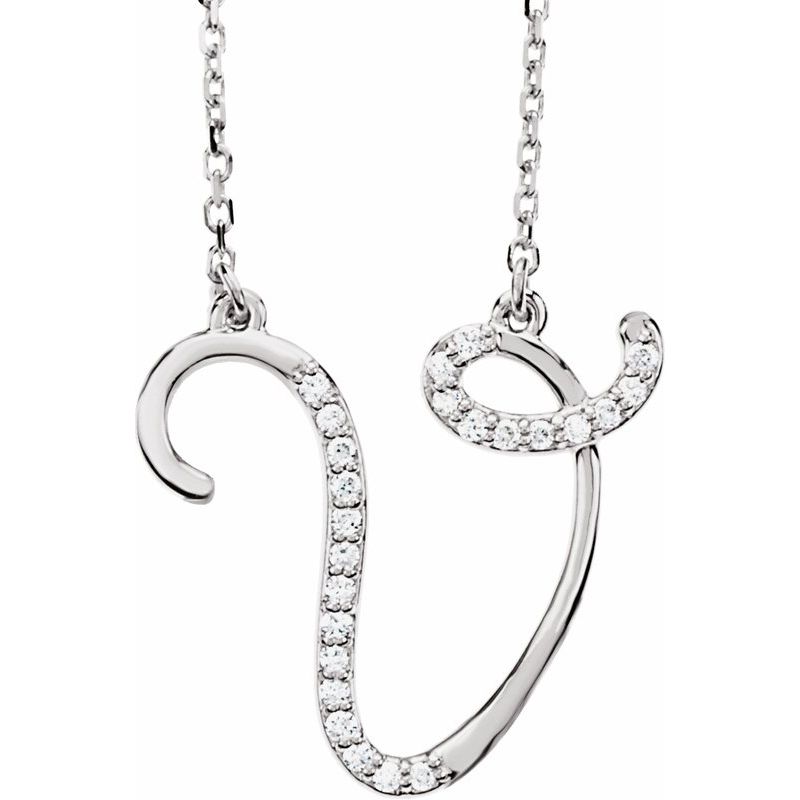 14K Gold Diamond Initial 16" Necklace