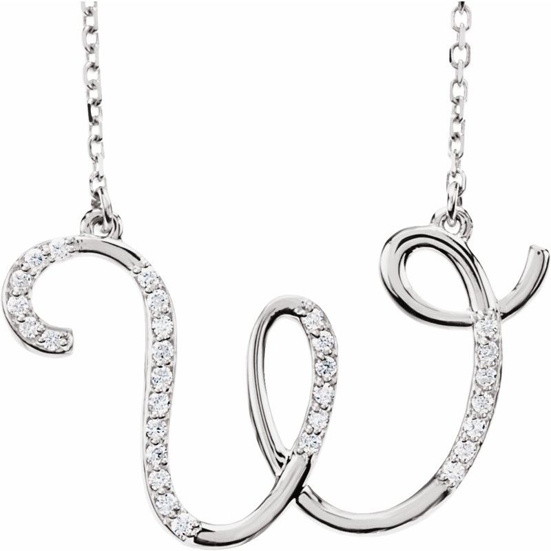 14K Gold Diamond Initial 16" Necklace