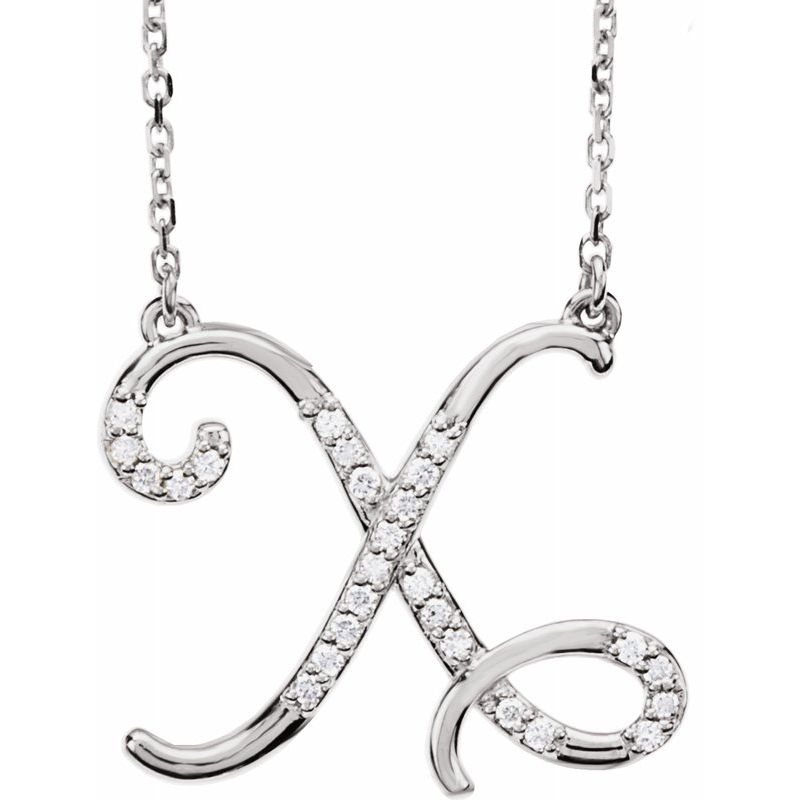 14K Gold Diamond Initial 16" Necklace