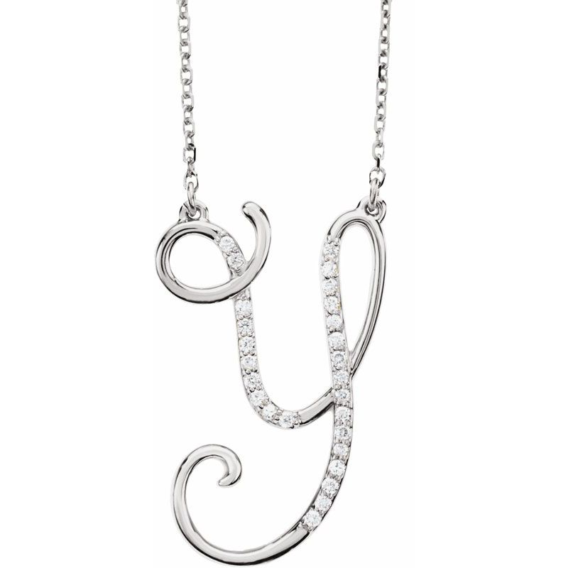 14K Gold Diamond Initial 16" Necklace