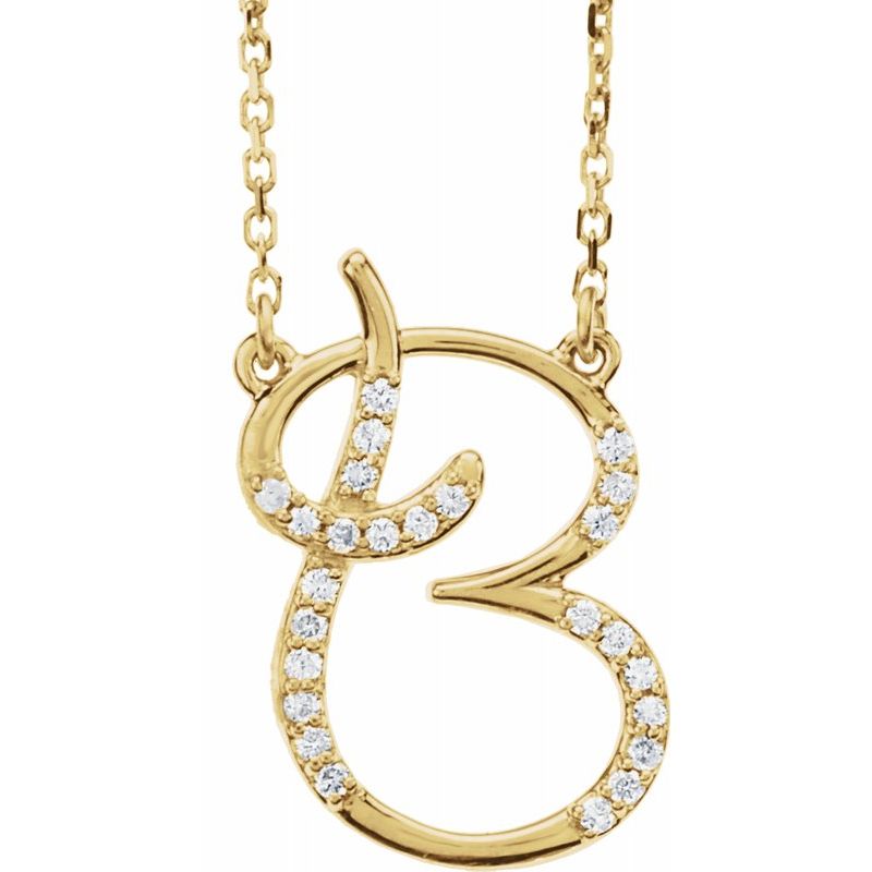 14K Gold Diamond Initial 16" Necklace
