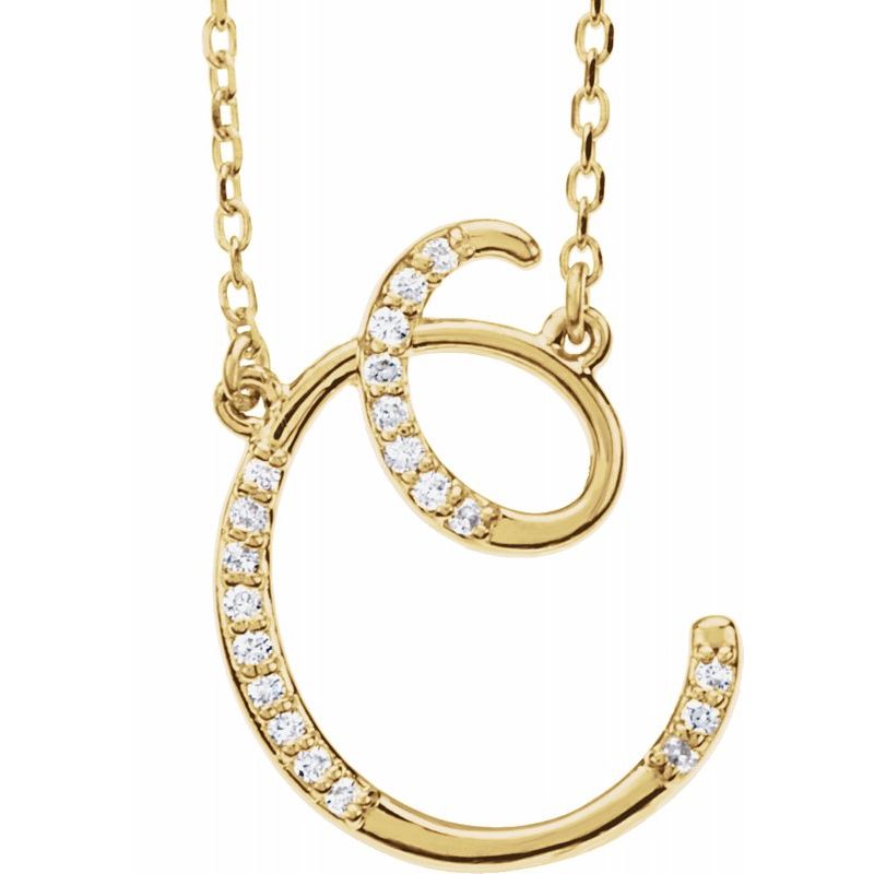 14K Gold Diamond Initial 16" Necklace