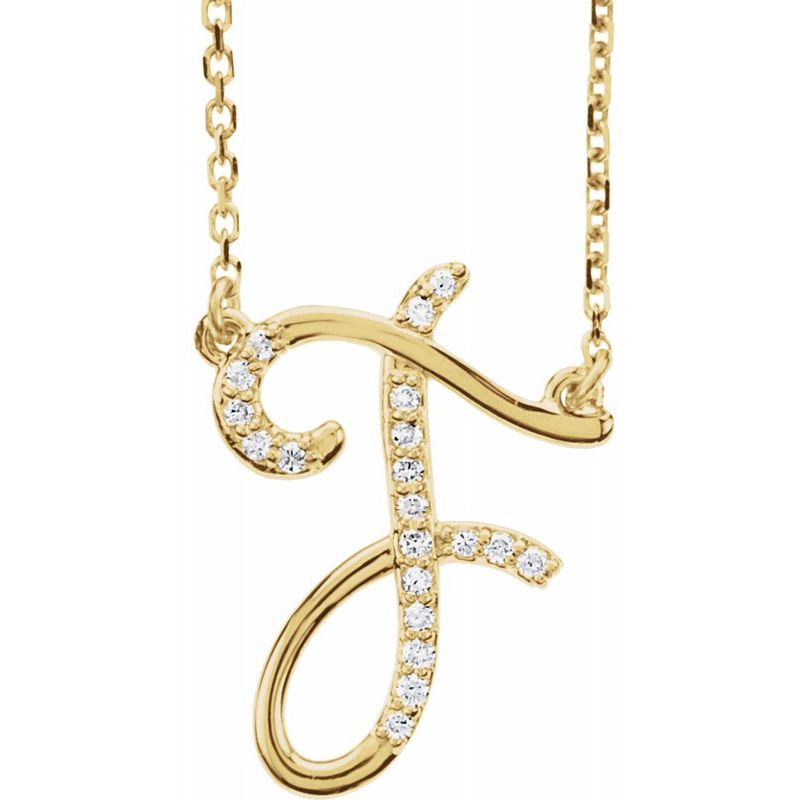 14K Gold Diamond Initial 16" Necklace