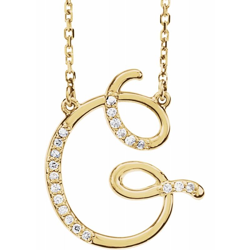 14K Gold Diamond Initial 16" Necklace