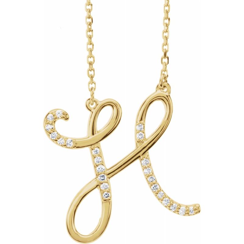 14K Gold Diamond Initial 16" Necklace