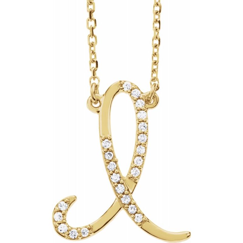 14K Gold Diamond Initial 16" Necklace