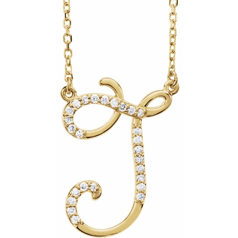 14K Gold Diamond Initial 16" Necklace