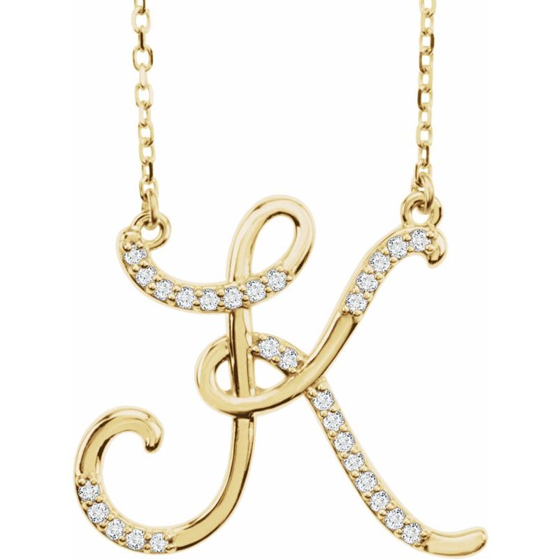 14K Gold Diamond Initial 16" Necklace