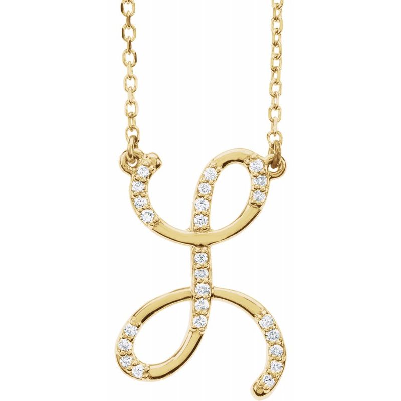14K Gold Diamond Initial 16" Necklace