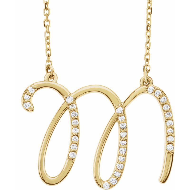 14K Gold Diamond Initial 16" Necklace