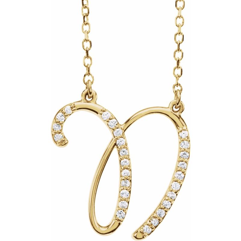 14K Gold Diamond Initial 16" Necklace