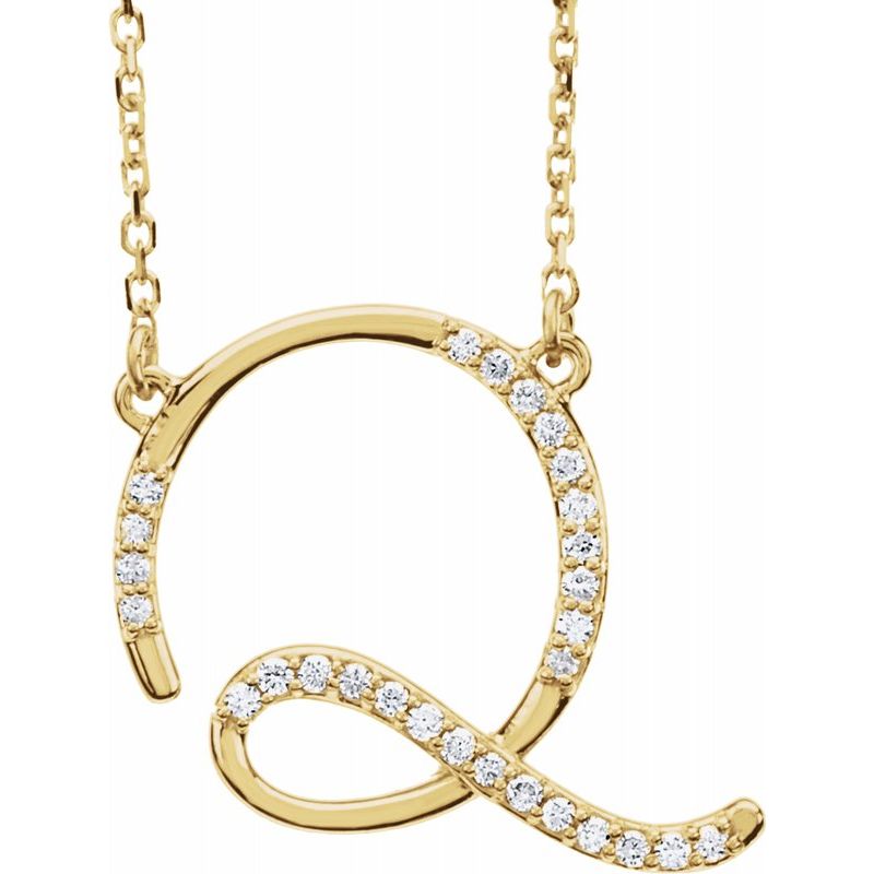 14K Gold Diamond Initial 16" Necklace