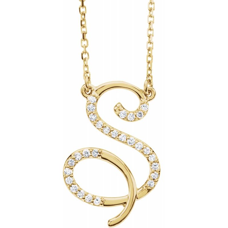 14K Gold Diamond Initial 16" Necklace