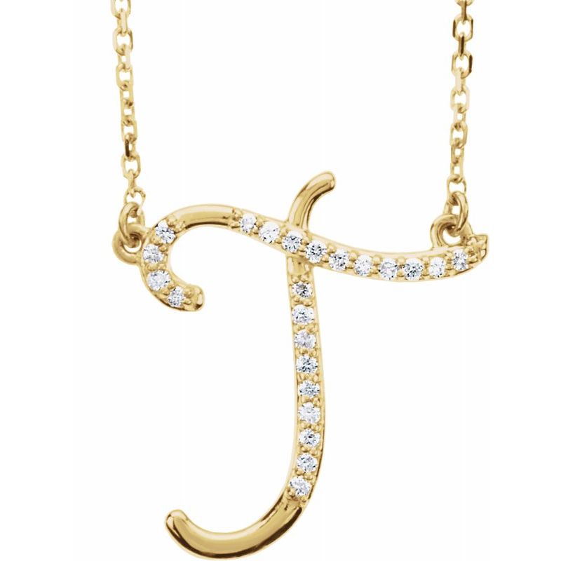 14K Gold Diamond Initial 16" Necklace