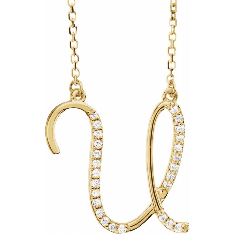 14K Gold Diamond Initial 16" Necklace