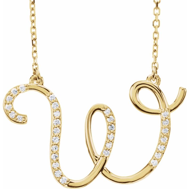 14K Gold Diamond Initial 16" Necklace
