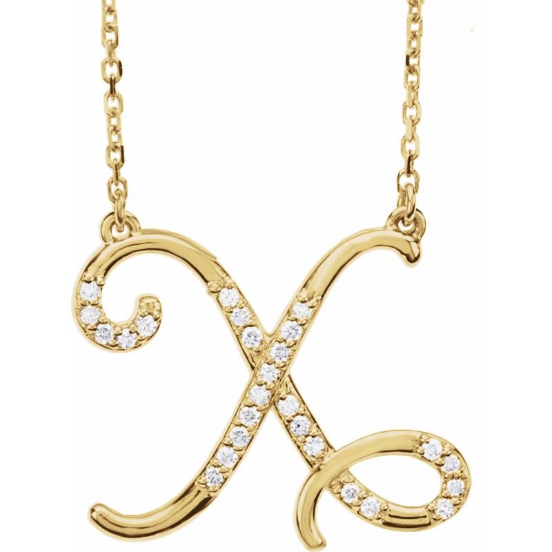 14K Gold Diamond Initial 16" Necklace