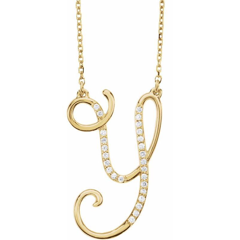 14K Gold Diamond Initial 16" Necklace