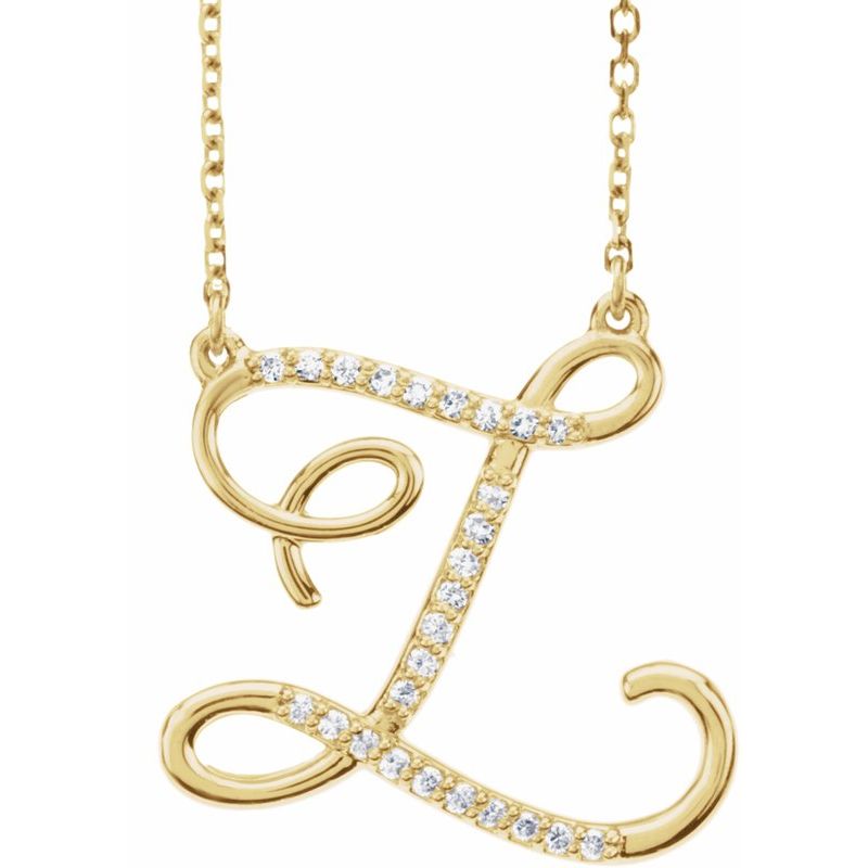 14K Gold Diamond Initial 16" Necklace