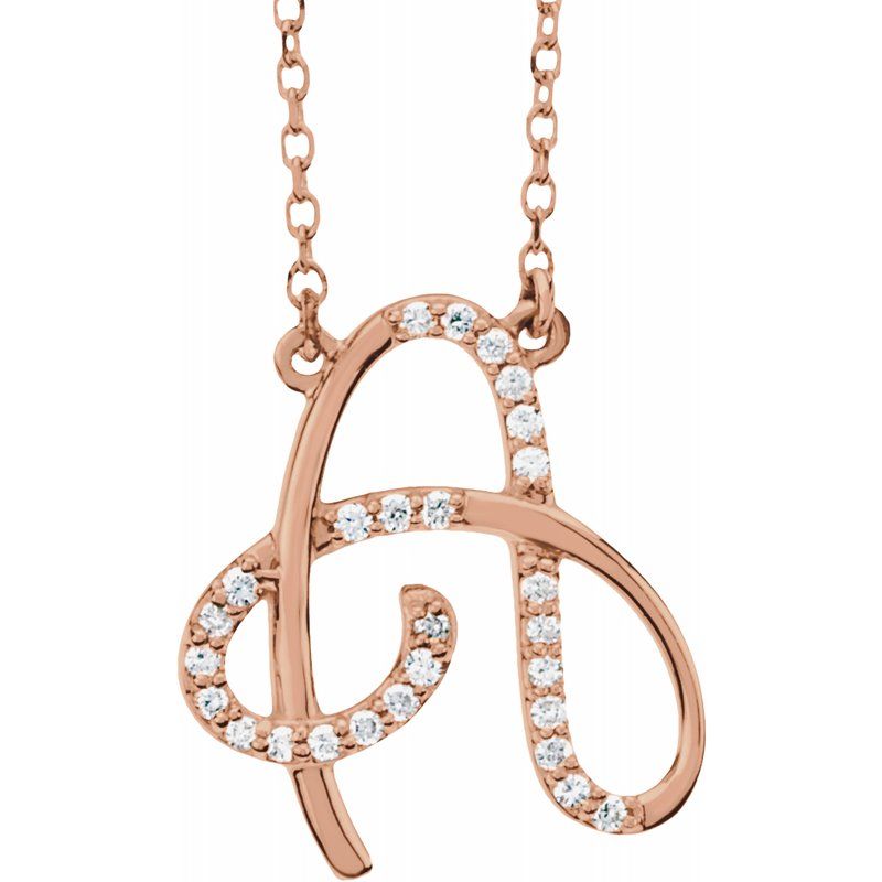14K Gold Diamond Initial 16" Necklace