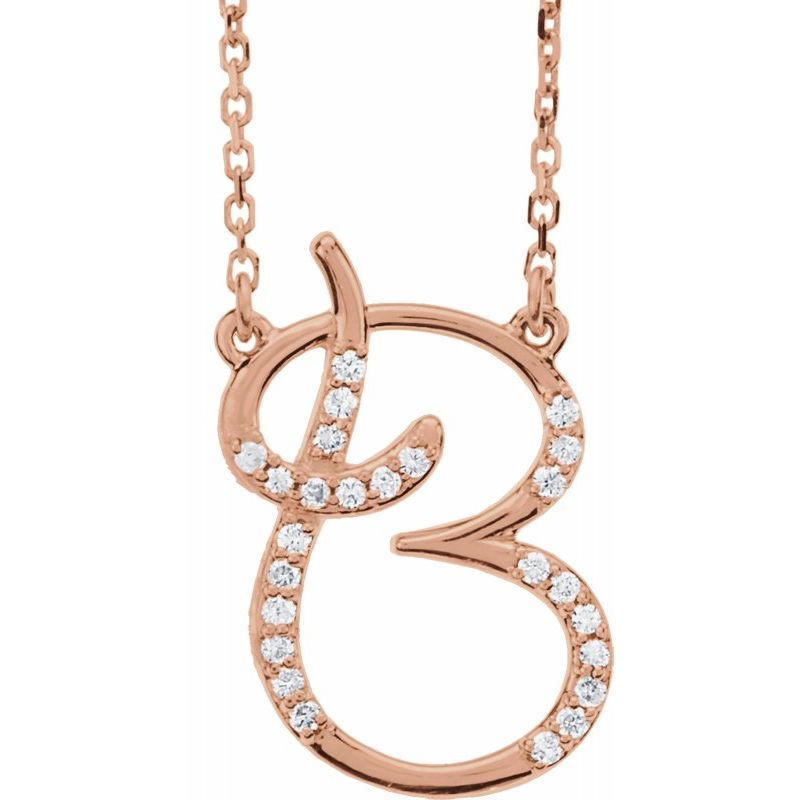 14K Gold Diamond Initial 16" Necklace