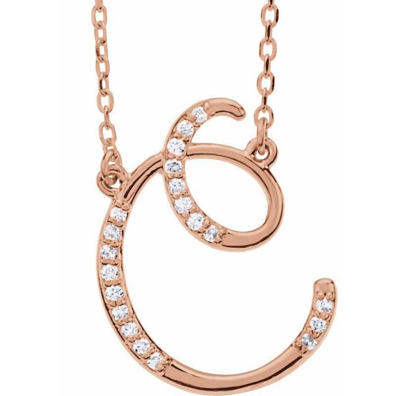 14K Gold Diamond Initial 16" Necklace
