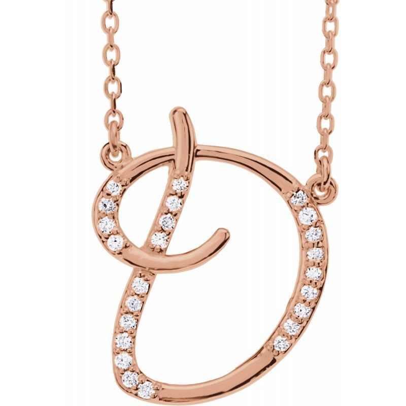 14K Gold Diamond Initial 16" Necklace