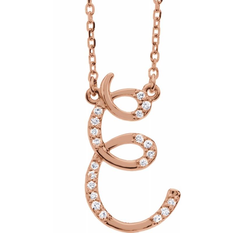 14K Gold Diamond Initial 16" Necklace