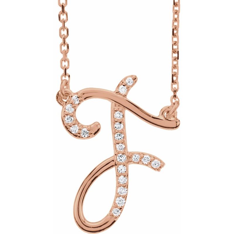 14K Gold Diamond Initial 16" Necklace