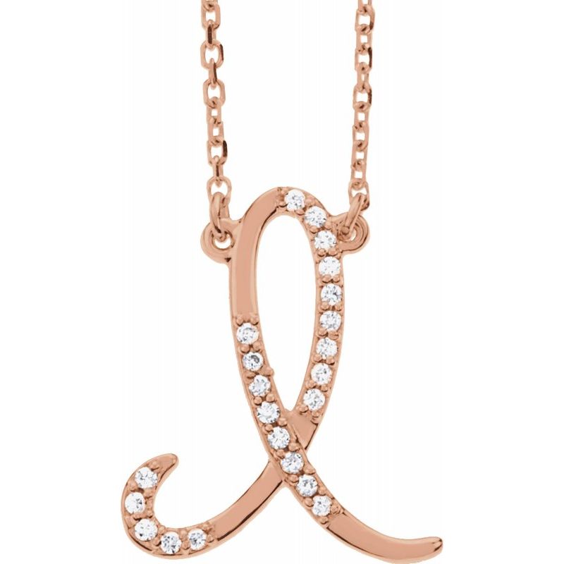 14K Gold Diamond Initial 16" Necklace