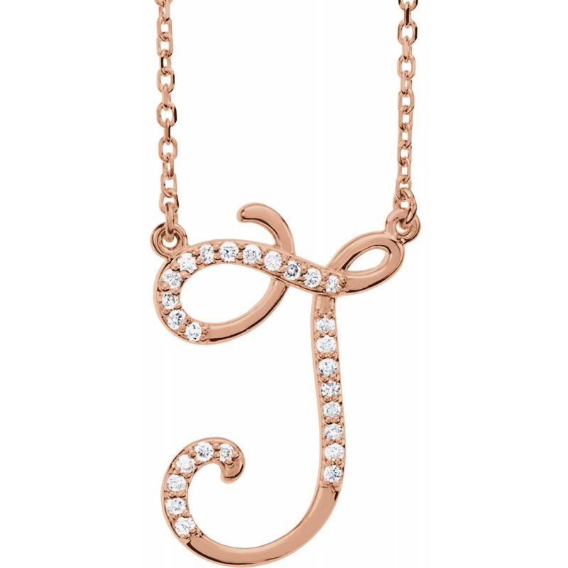 14K Gold Diamond Initial 16" Necklace