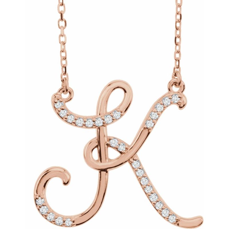 14K Gold Diamond Initial 16" Necklace