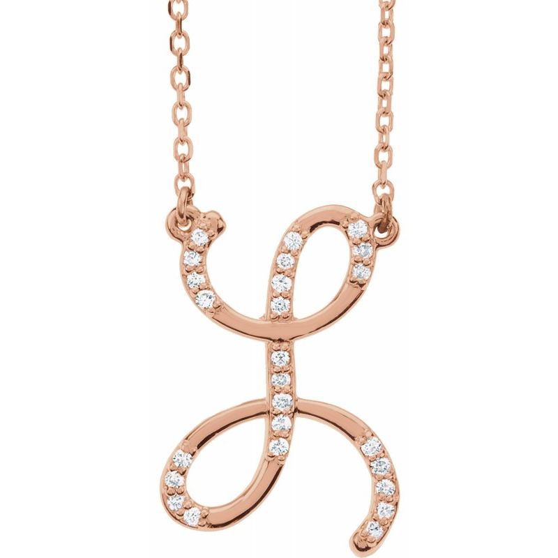 14K Gold Diamond Initial 16" Necklace