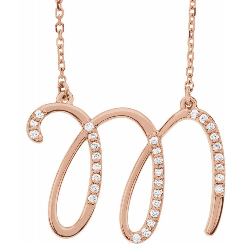 14K Gold Diamond Initial 16" Necklace