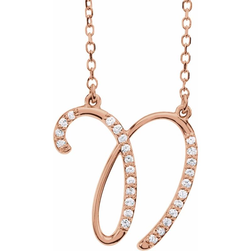14K Gold Diamond Initial 16" Necklace